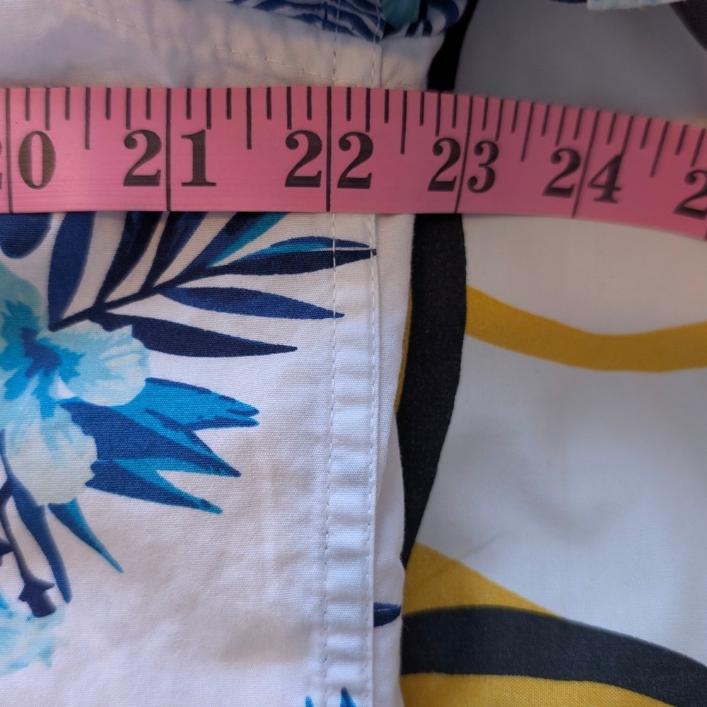 Denim & Flower Ricky Singh Mens XL White Blue Tropical Floral Button Down Shirt - Picture 6 of 6